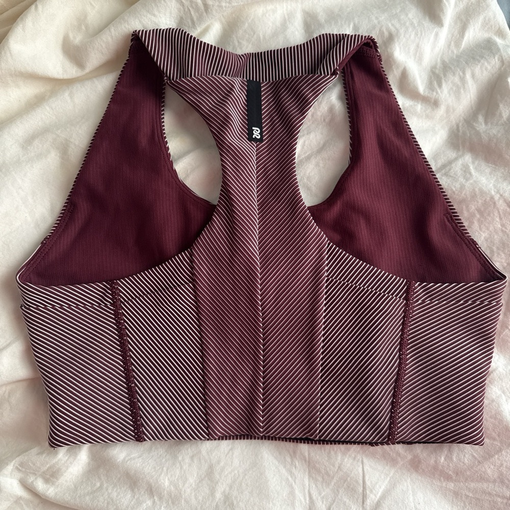 Bandit Women's Burgundy Striped Sports Bra - Picture 3 of 3